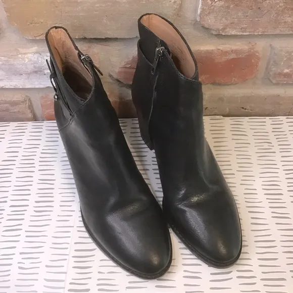 MADEWELL Women’s Black Leather KELCI Chunky Block Heel Ankle Booties Boots 8