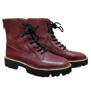 Madewell Women's Citywalk Lugsole Lace Up Leather Boots Size 5 Rusted Burgandy
