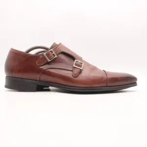 Magnanni Double Monk Strap Men's Size 12 M Brown Leather Cap Toe Dress Shoes