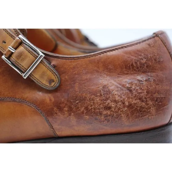 Magnanni Double Monk Strap Men's Size 9 M Brown Dress Shoes 12754
