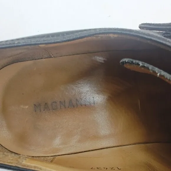 Magnanni Dress Shoes Mens Sz 9.5 Black Marco Single Monk Strap 12437 Designer