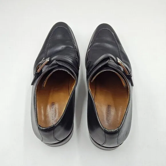 Magnanni Dress Shoes Mens Sz 9.5 Black Marco Single Monk Strap 12437 Designer