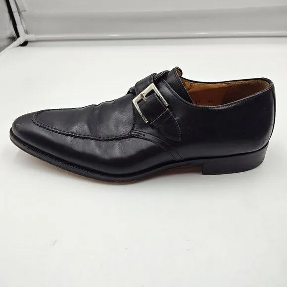 Magnanni Dress Shoes Mens Sz 9.5 Black Marco Single Monk Strap 12437 Designer