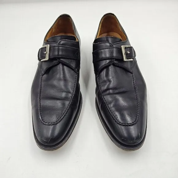 Magnanni Dress Shoes Mens Sz 9.5 Black Marco Single Monk Strap 12437 Designer
