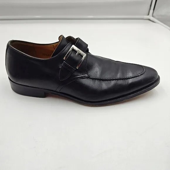 Magnanni Dress Shoes Mens Sz 9.5 Black Marco Single Monk Strap 12437 Designer
