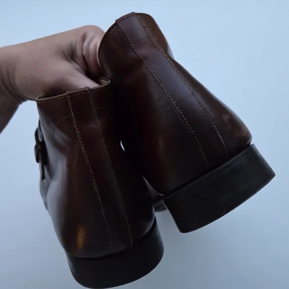 Magnanni Leather Monk Strap Chukka Boots Cognac Size Size 10