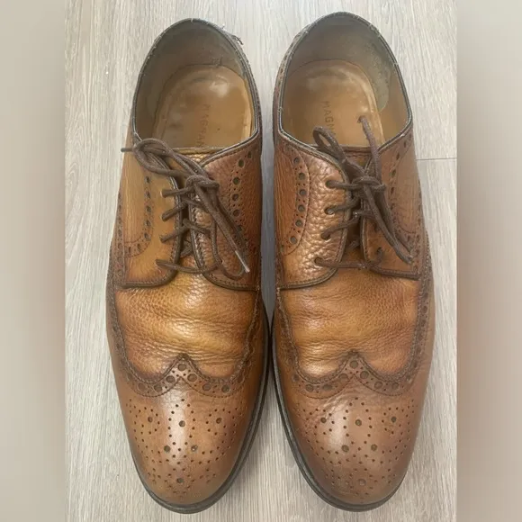 MAGNANNI Mens Size 9M Oxford Wingtip Dress Shoes Brown Leather‎  SPAIN