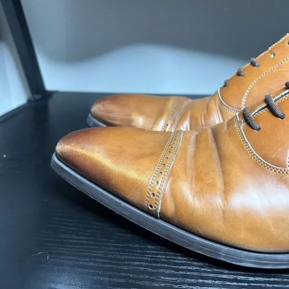 Magnanni Mens Size 11 Cap Toe Point Brown Leather Dress Shoes
