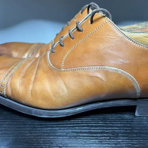 Magnanni Mens Size 11 Cap Toe Point Brown Leather Dress Shoes