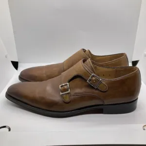 Magnanni Miro Double Monk Strap Plain Toe Dress Shoes Mens 9M Mahogany Brown