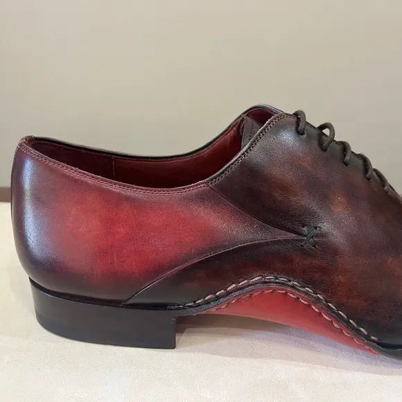 Magnanni Oxford Dress Shoes Leather Lace Up Burgundy Brown Formal Mens 10.5