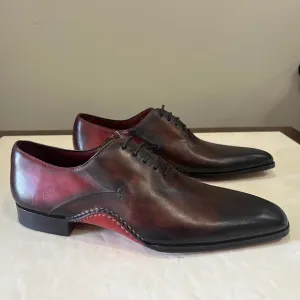 Magnanni Oxford Dress Shoes Leather Lace Up Burgundy Brown Formal Mens 10.5