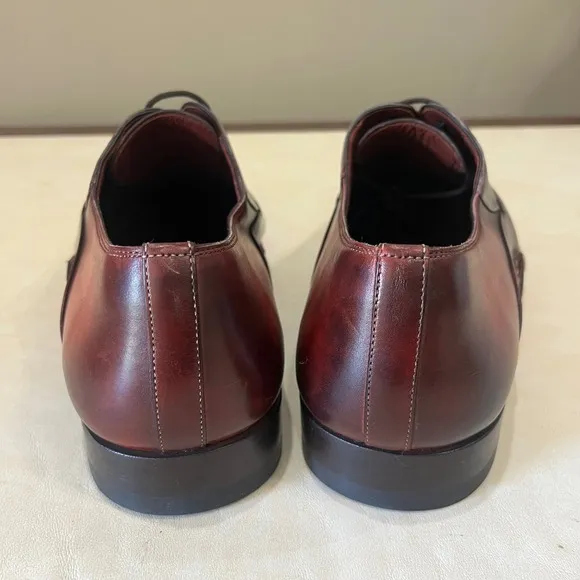 Magnanni Oxford Dress Shoes Leather Lace Up Burgundy Brown Formal Mens 10.5