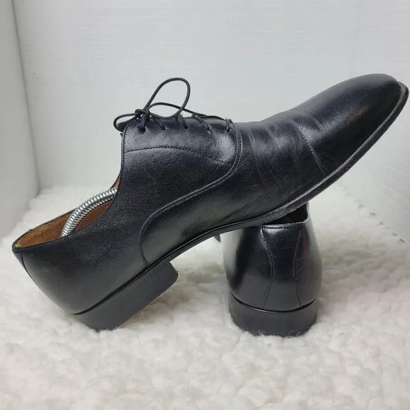 Magnanni Toledo Men’s Size 11.5 Oxford Shoes Black Leather Cap Toe Dress Lace Up