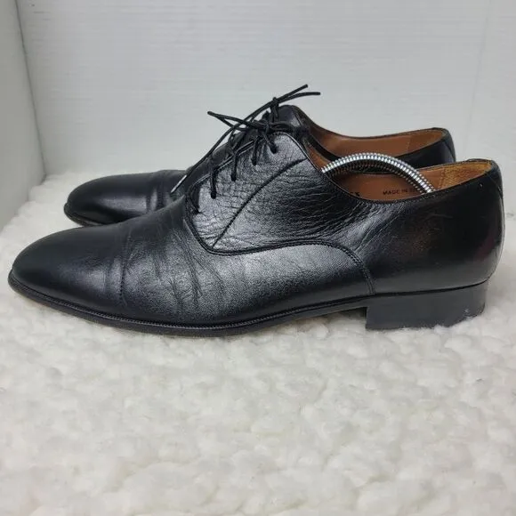 Magnanni Toledo Men’s Size 11.5 Oxford Shoes Black Leather Cap Toe Dress Lace Up