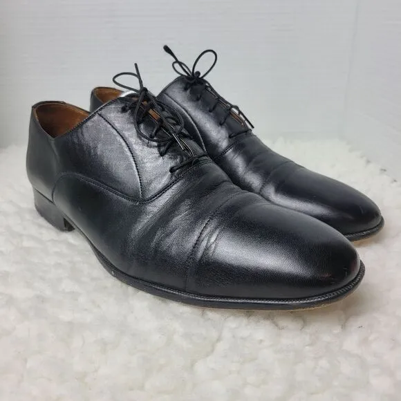 Magnanni Toledo Men’s Size 11.5 Oxford Shoes Black Leather Cap Toe Dress Lace Up