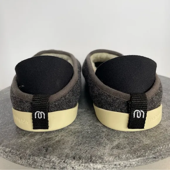 Mahabis Classic Grey Wool Slippers Shoes With Rubber Sole Addition Size 40