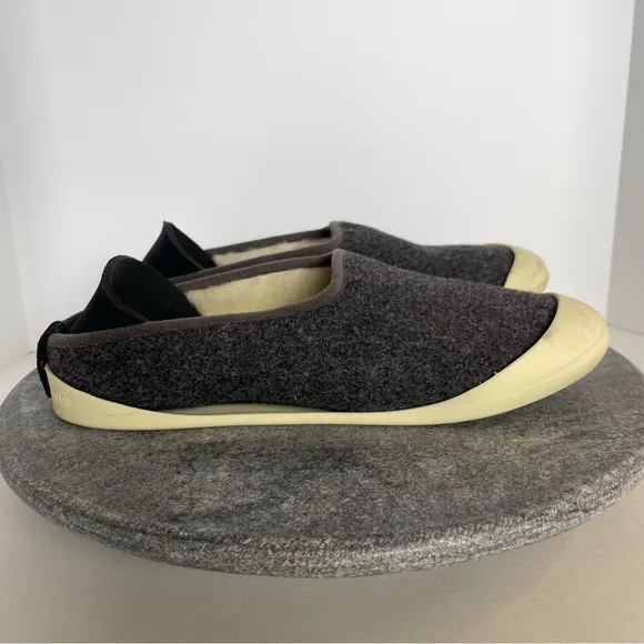 Mahabis Classic Grey Wool Slippers Shoes With Rubber Sole Addition Size 40