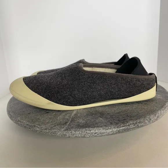 Mahabis Classic Grey Wool Slippers Shoes With Rubber Sole Addition Size 40