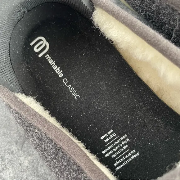 Mahabis Classic Grey Wool Slippers Shoes With Rubber Sole Addition Size 40