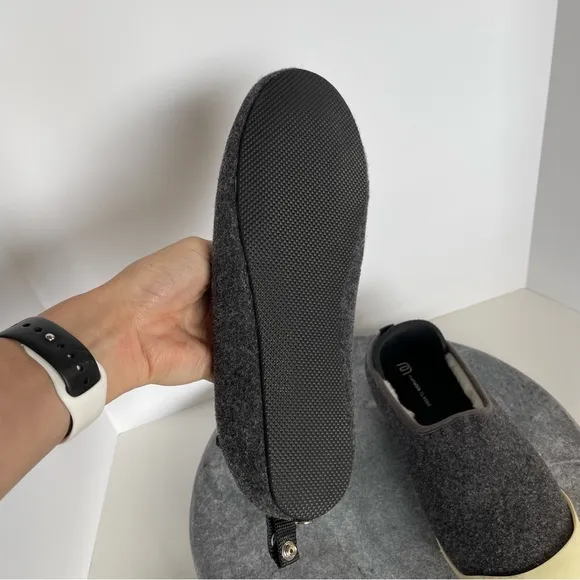 Mahabis Classic Grey Wool Slippers Shoes With Rubber Sole Addition Size 40