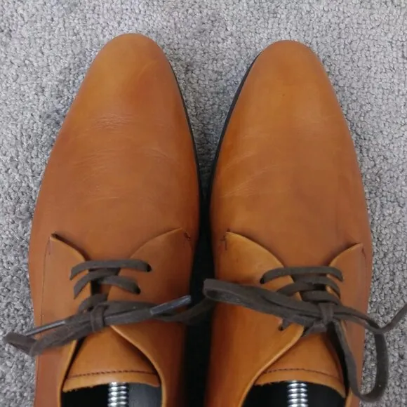 MaisonForte Mens Size 10.5 Dress Shoes Light Brown Leather Oxfords Lace Up