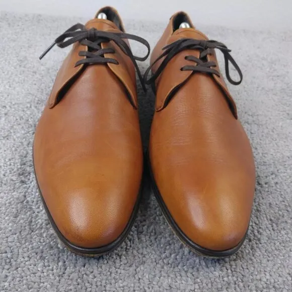 MaisonForte Mens Size 10.5 Dress Shoes Light Brown Leather Oxfords Lace Up