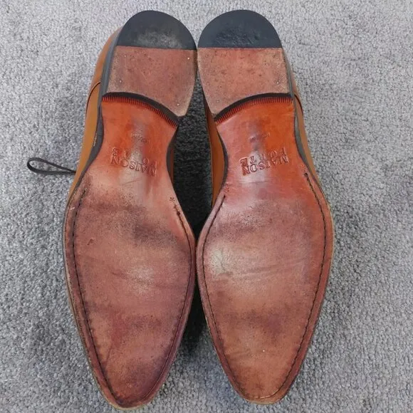 MaisonForte Mens Size 10.5 Dress Shoes Light Brown Leather Oxfords Lace Up
