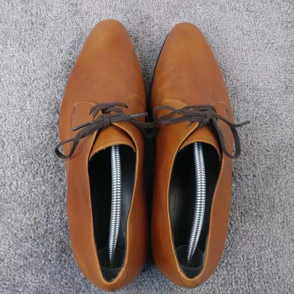 MaisonForte Mens Size 10.5 Dress Shoes Light Brown Leather Oxfords Lace Up
