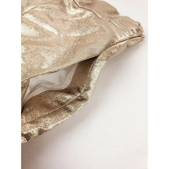 Maje Ilur Metallic High-rise Silk-blend Shorts In Gold Size 36 $295