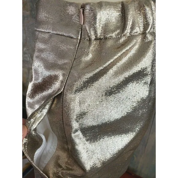 Maje Ilur Metallic High-rise Silk-blend Shorts In Gold Size 36 $295