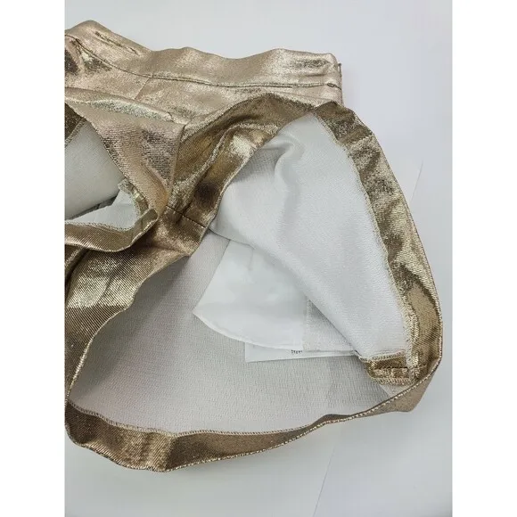 Maje Ilur Metallic High-rise Silk-blend Shorts In Gold Size 36 $295