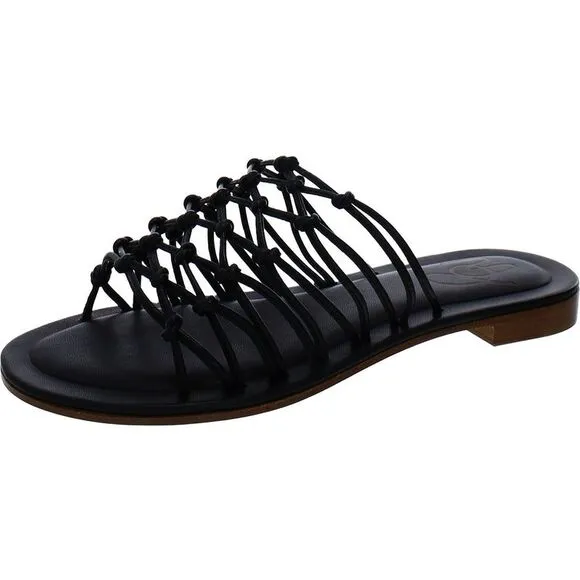 Mansur Gavriel Womens MIGNON SLIDE Black Leather Slide Sandals Shoes New
