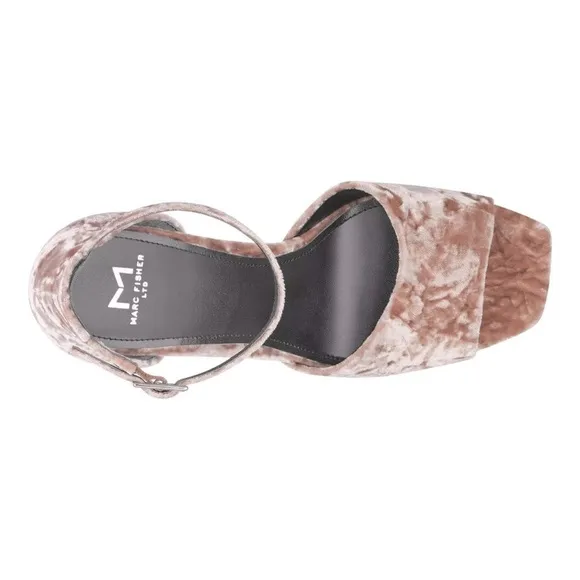 Marc Fisher Harlin Light Pink Crushed Velvet Ankle Strap Sandals Size 8.5M