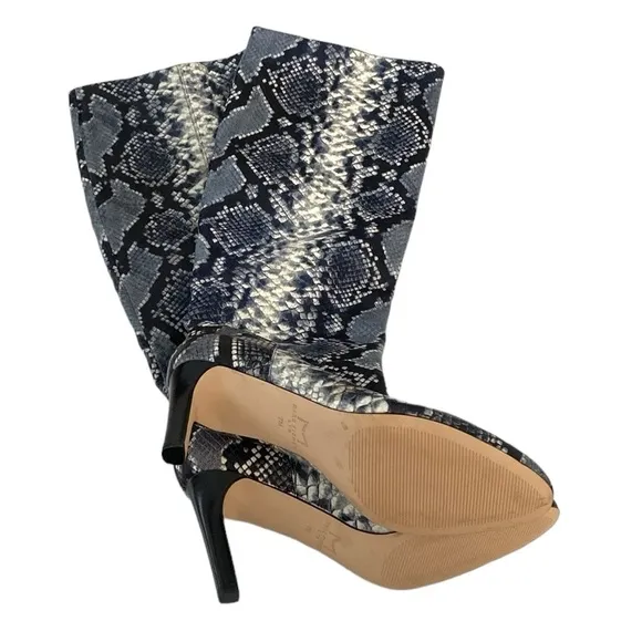 Marc Fisher Leather Snake Slip-in Knee Length Heel Boots