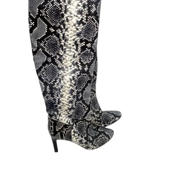 Marc Fisher Leather Snake Slip-in Knee Length Heel Boots