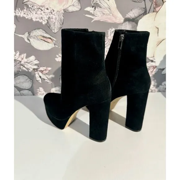 Marc Fisher Ltd Caled Suede Platform High Heel Side Zip Ankle Booties Black