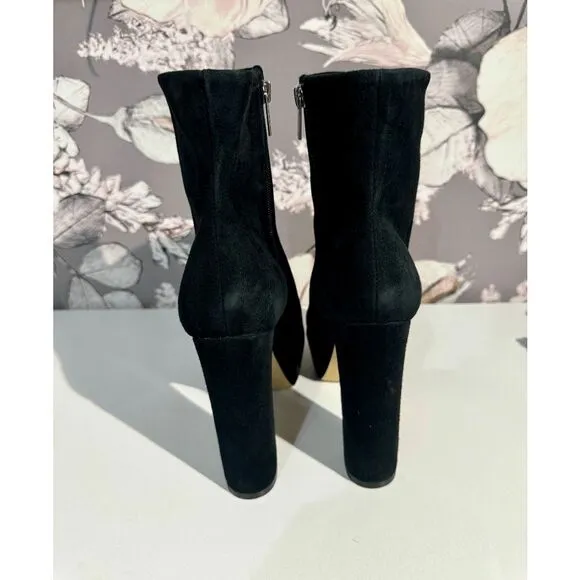 Marc Fisher Ltd Caled Suede Platform High Heel Side Zip Ankle Booties Black