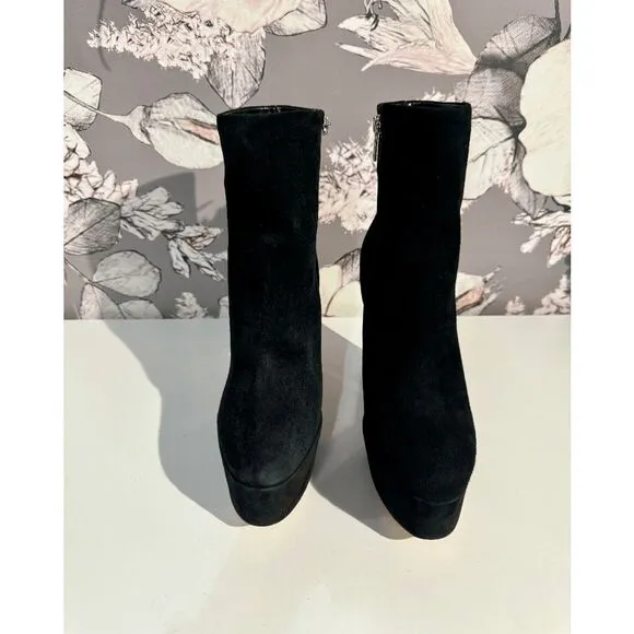 Marc Fisher Ltd Caled Suede Platform High Heel Side Zip Ankle Booties Black