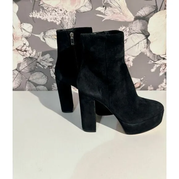 Marc Fisher Ltd Caled Suede Platform High Heel Side Zip Ankle Booties Black
