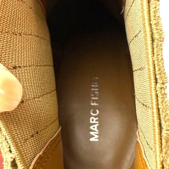 Marc Fisher Womens Ankle Booties Size 8 B/M Taupe Suede Pointed Toe Block Heel