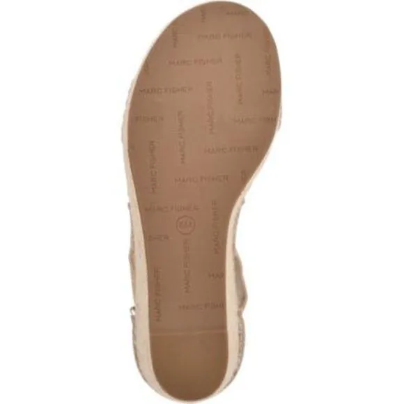 MARC FISHER Womens Beige 1-1/2&quot; Platform Calita Wedge Shoes 9.5 M