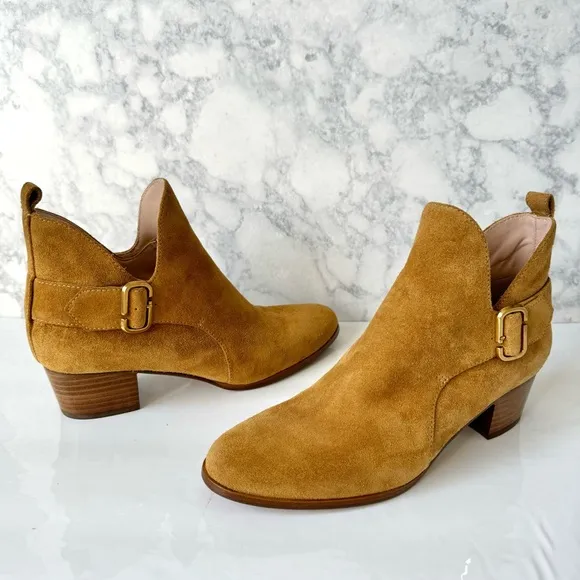 Marc Jacobs Camel Suede Ginger Interlock Ankle Boots Size 40/10 US