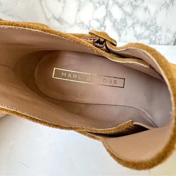 Marc Jacobs Camel Suede Ginger Interlock Ankle Boots Size 40/10 US