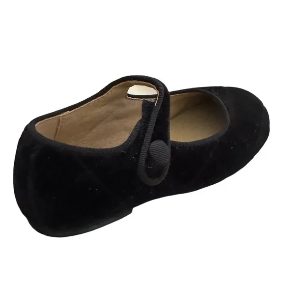 MARIA CATALAN Black Velvet Merceditas Mary Jane Shoes Diamond Cut Made in Spain