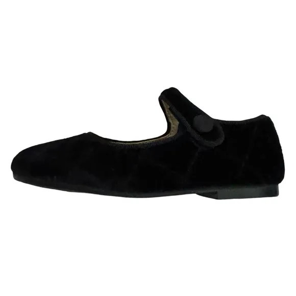 MARIA CATALAN Black Velvet Merceditas Mary Jane Shoes Diamond Cut Made in Spain