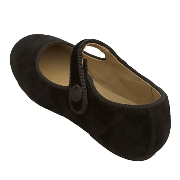 MARIA CATALAN Black Velvet Merceditas Mary Jane Shoes Diamond Cut Made in Spain