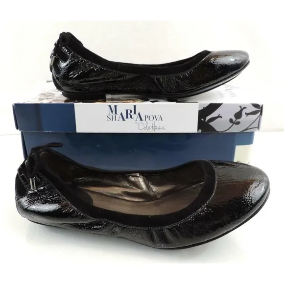 Maria Sharapova by Cole Haan Air Bacara Ballet Flats Shoes Black Patent Size 5.5