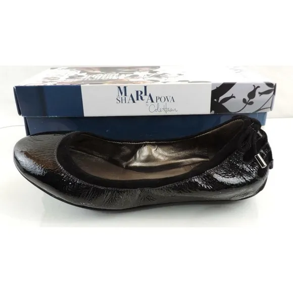 Maria Sharapova by Cole Haan Air Bacara Ballet Flats Shoes Black Patent Size 5.5