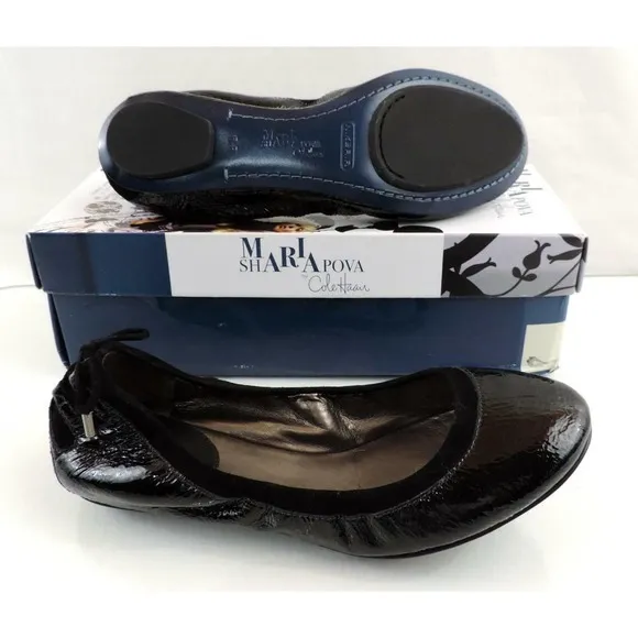 Maria Sharapova by Cole Haan Air Bacara Ballet Flats Shoes Black Patent Size 5.5